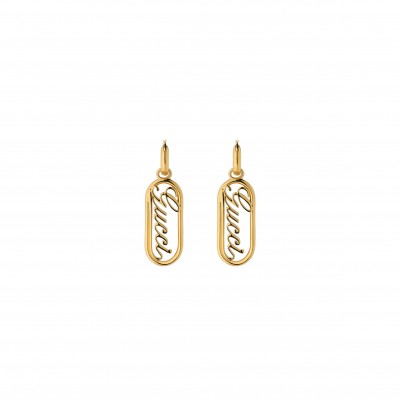 GUCCI HOOP EARRINGS WITH GUCCI SCRIPT 796874I46008005